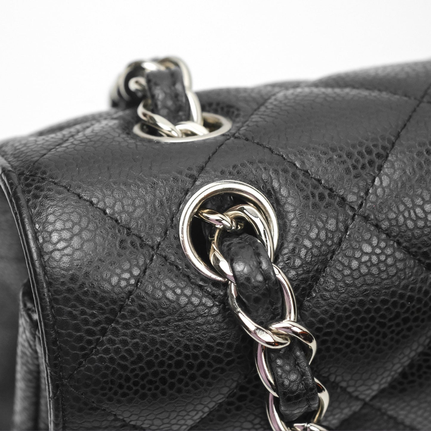 Chanel Quilted Maxi Single Flap Black Caviar Silver Hardware