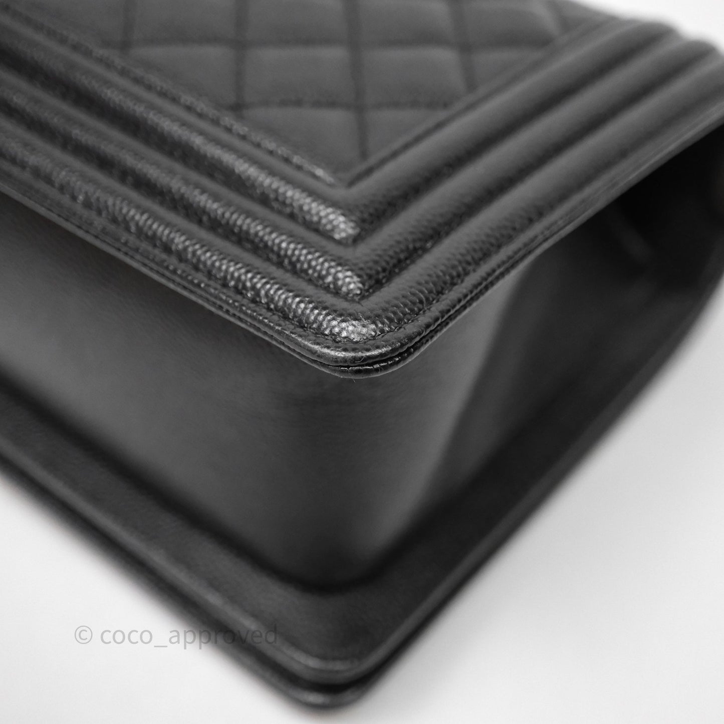 Chanel Quilted Medium Boy Black Caviar Ruthenium Hardware