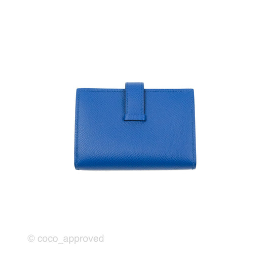 Hermes Bearn Mini Wallet Epsom Bleu De Fance Gold Hardware