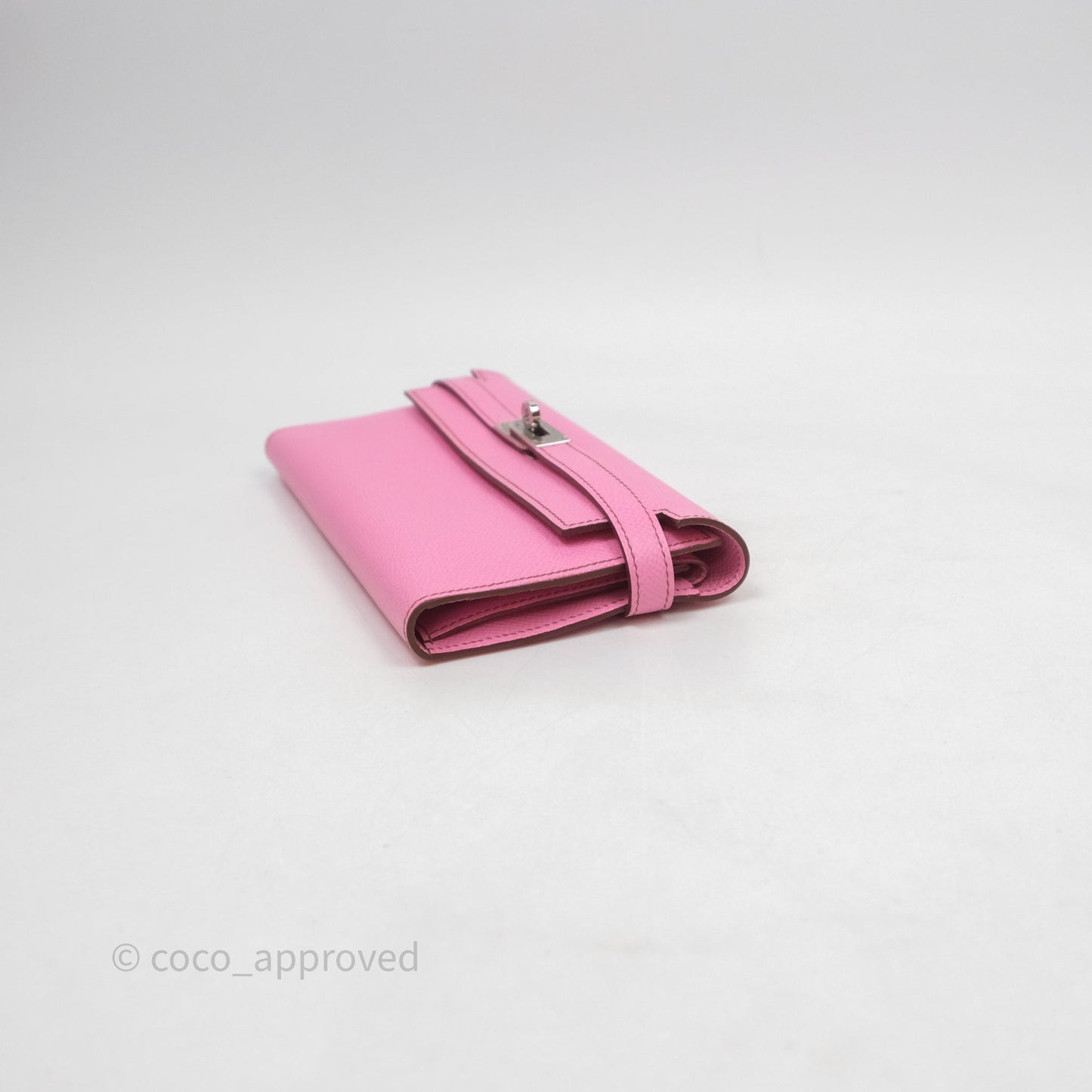 Hermès Kelly Wallet Bubblegum Epsom Palladium Hardware