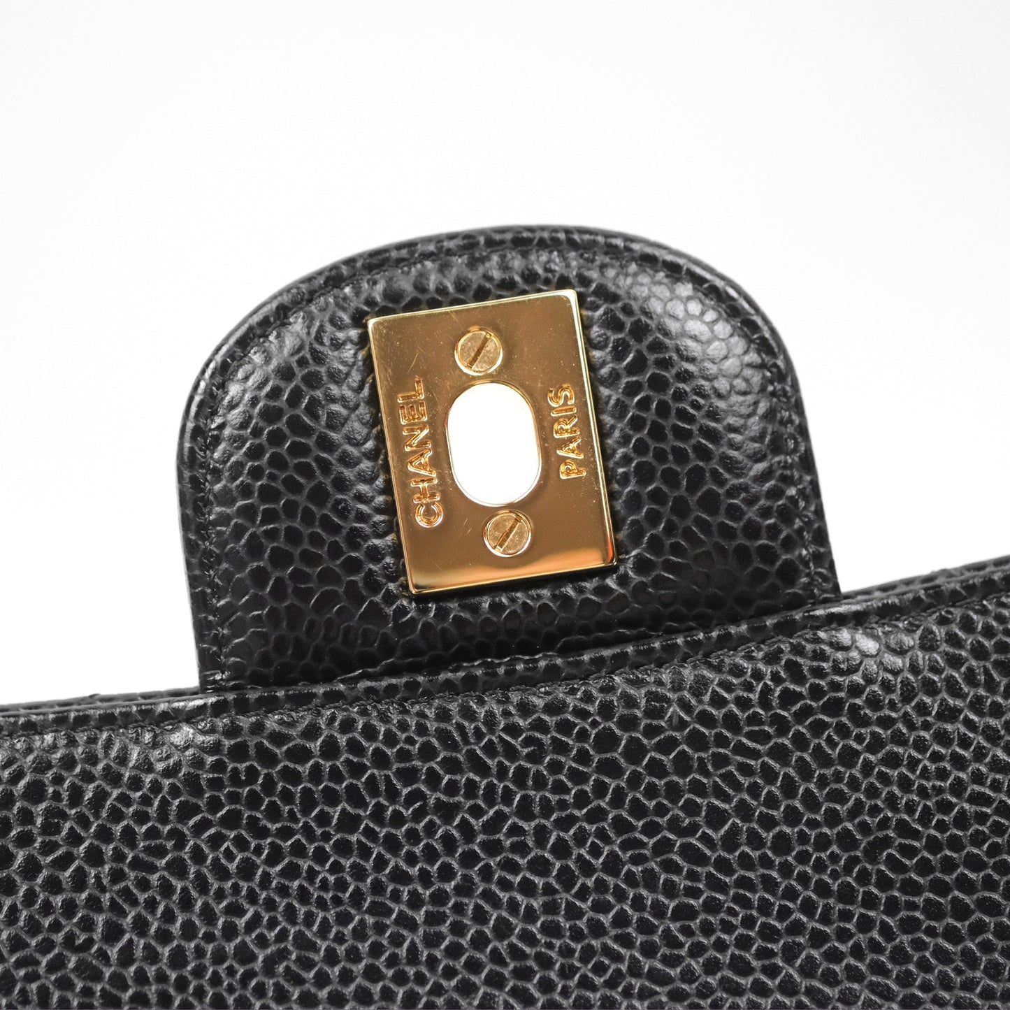 Chanel Classic M/L Medium Flap Quilted Black Caviar Gold Hardware
