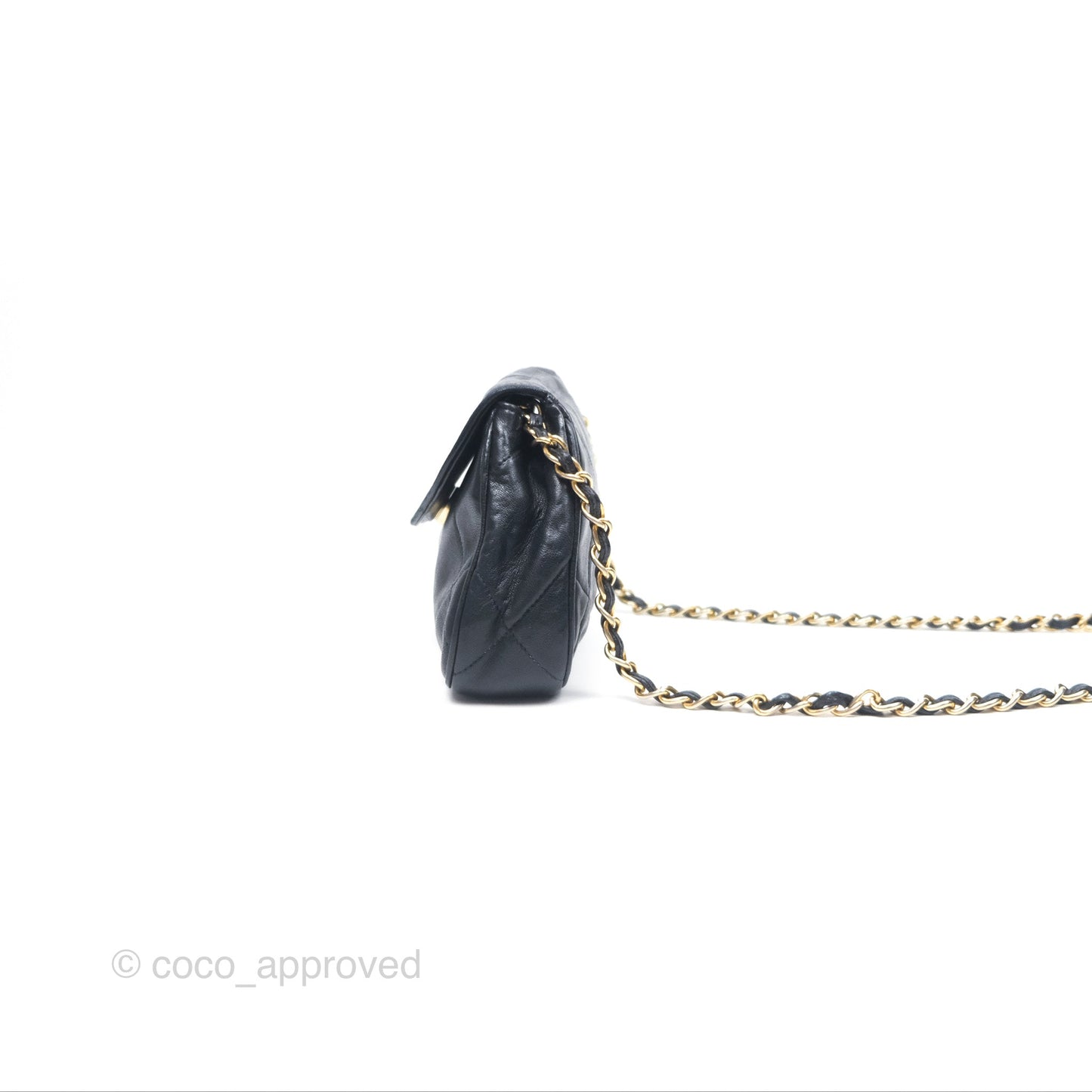 Chanel Vintage Mini Clutch with Chain Black Lambskin Gold Hardware