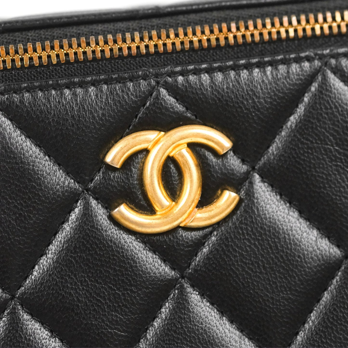 Chanel Vanity With Chain Black Goatskin Aged Gold Hardware