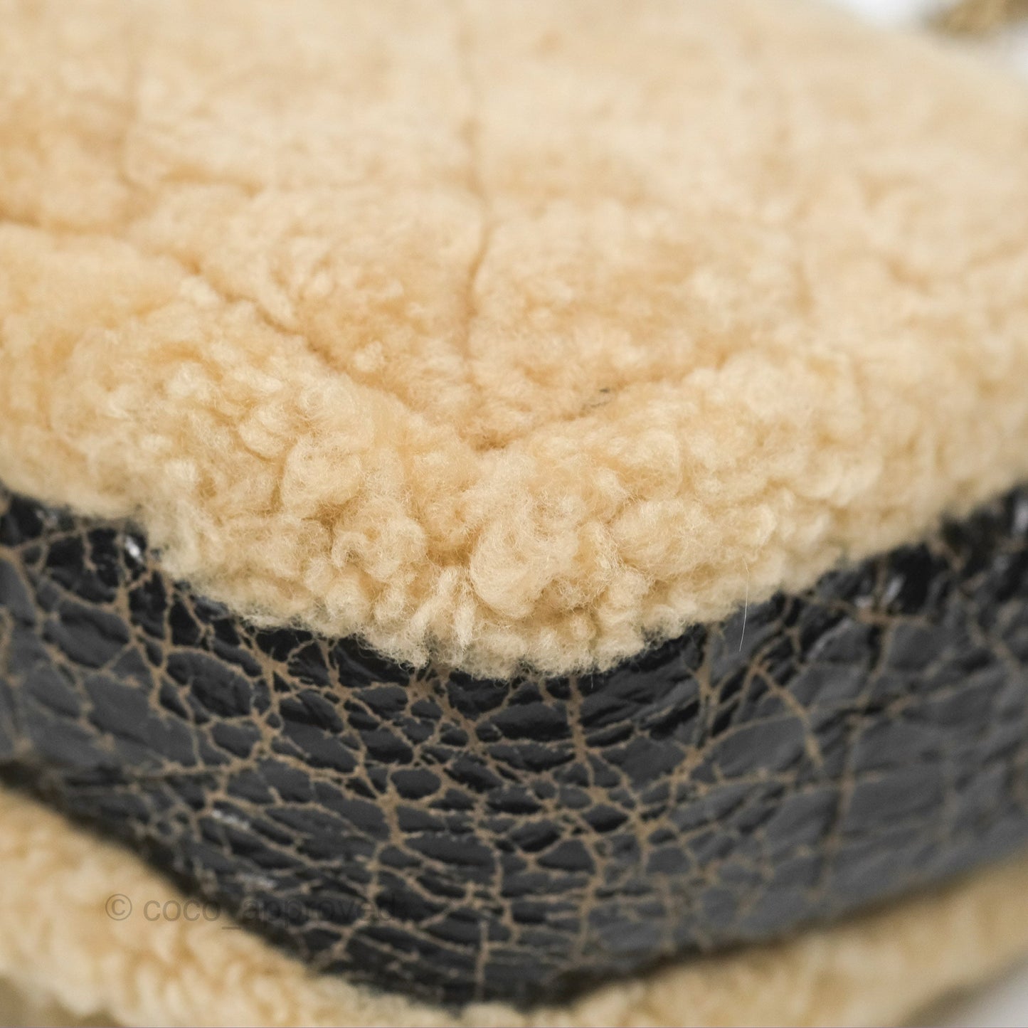 Chanel Mania CC Shearling Flap Bag Black Crumpled Glazed Sheepskin