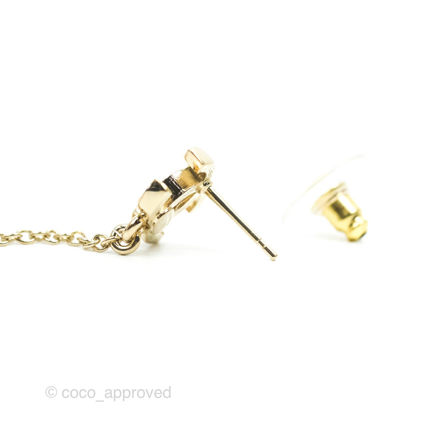 Chanel Crystal CC Earrings Ear Clip Gold Tone 22C