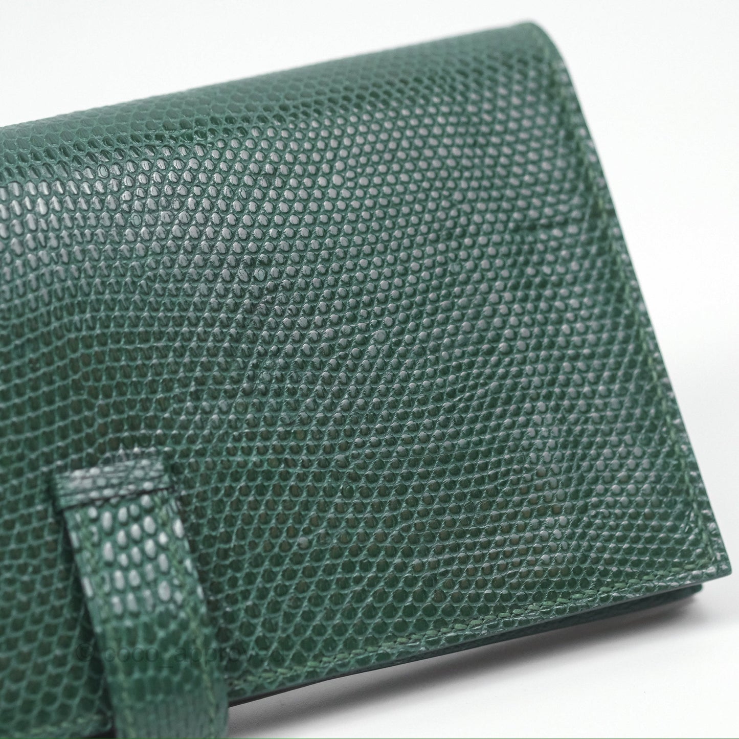 Hermès Vintage Bearn Wallet Green Lizard Gold Hardware