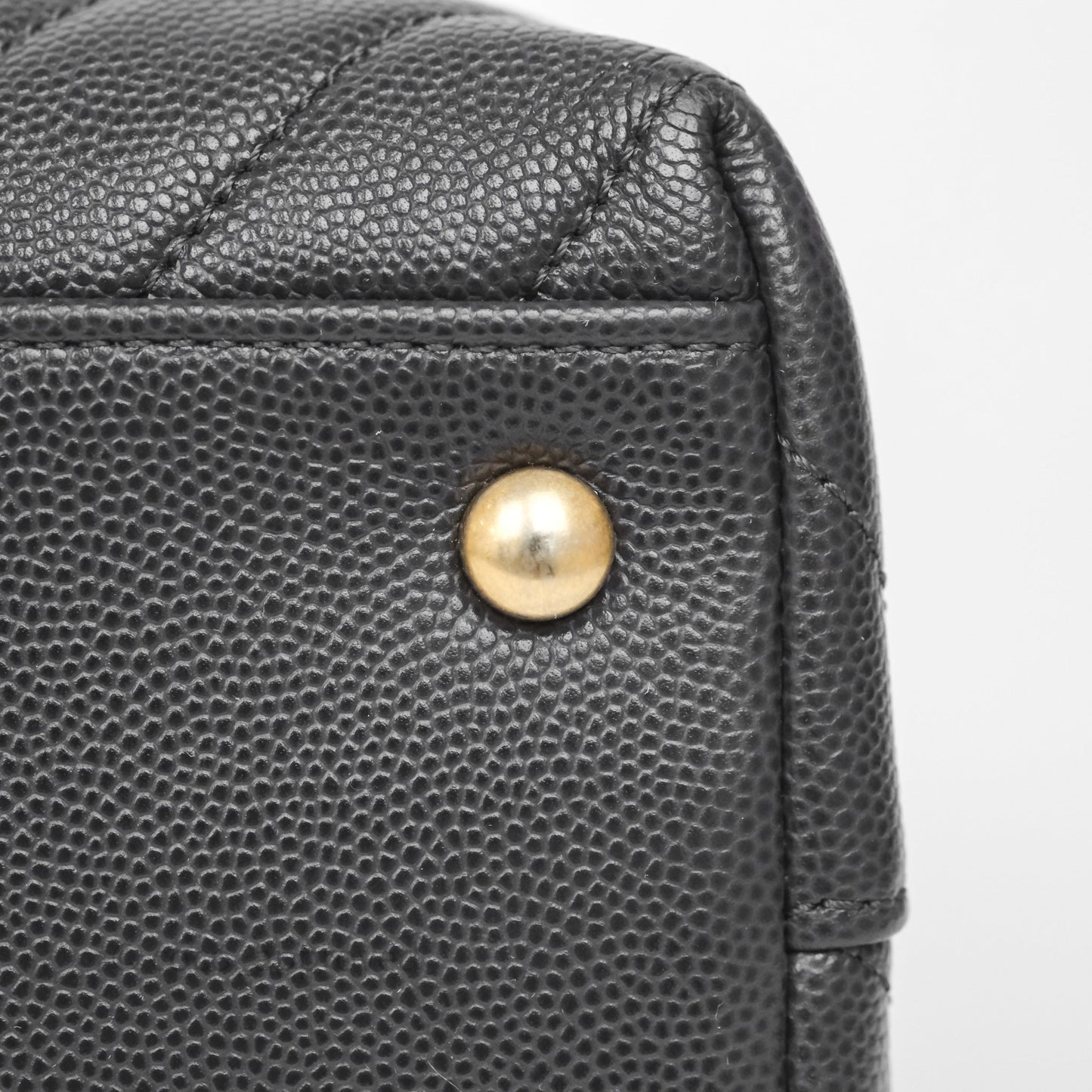Chanel Medium Coco Handle Chevron Dark Grey Caviar Aged Gold Hardware