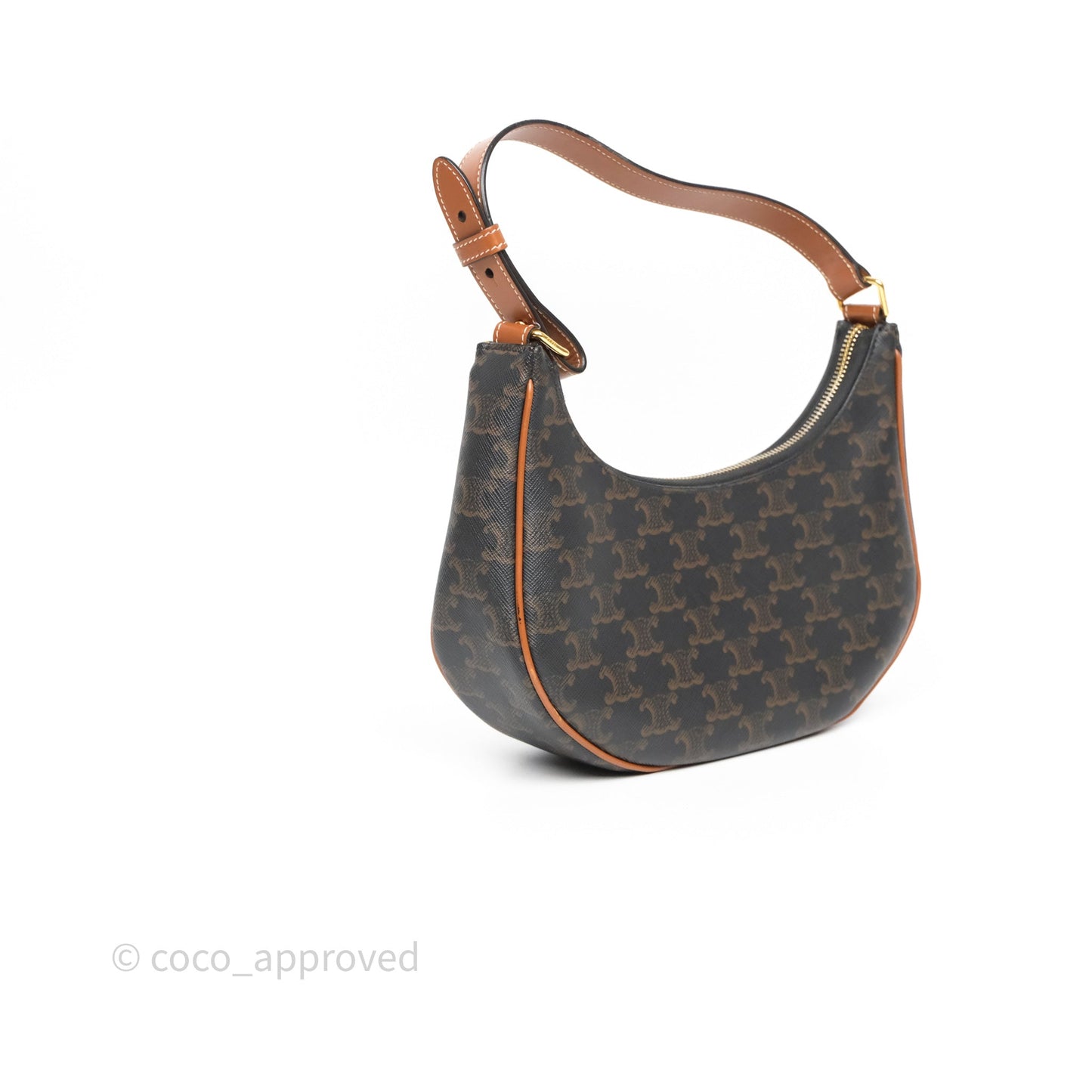 Celine Medium Ava Bag In Triomphe Canvas Calfskin Tan