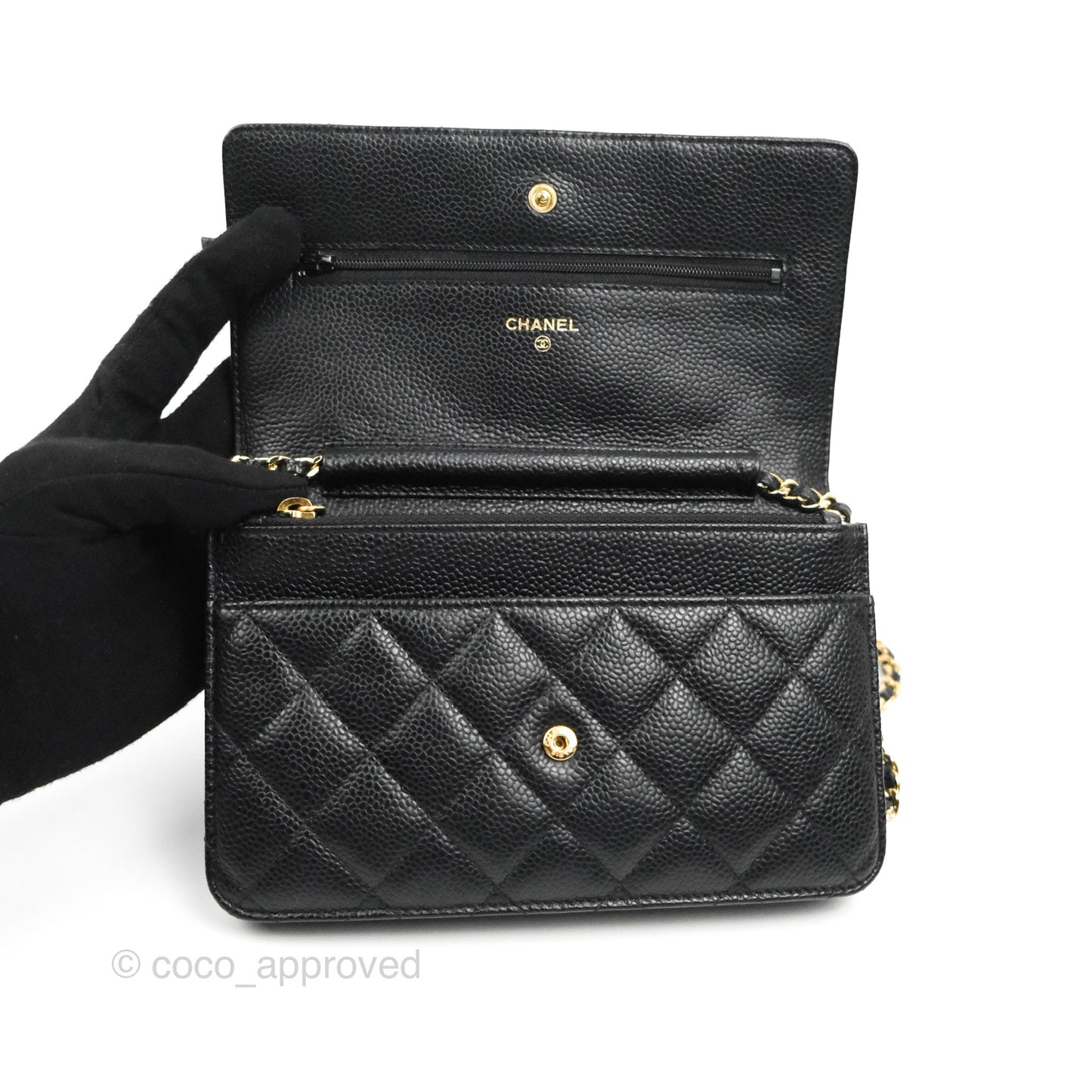 Chanel Quilted Classic WOC Black Caviar Gold Hardware