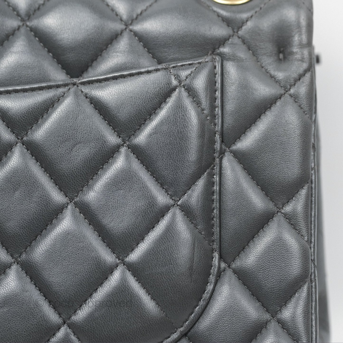 Chanel Jumbo Double Flap Dark Grey Lambskin Brushed Gold Hardware⁣⁣