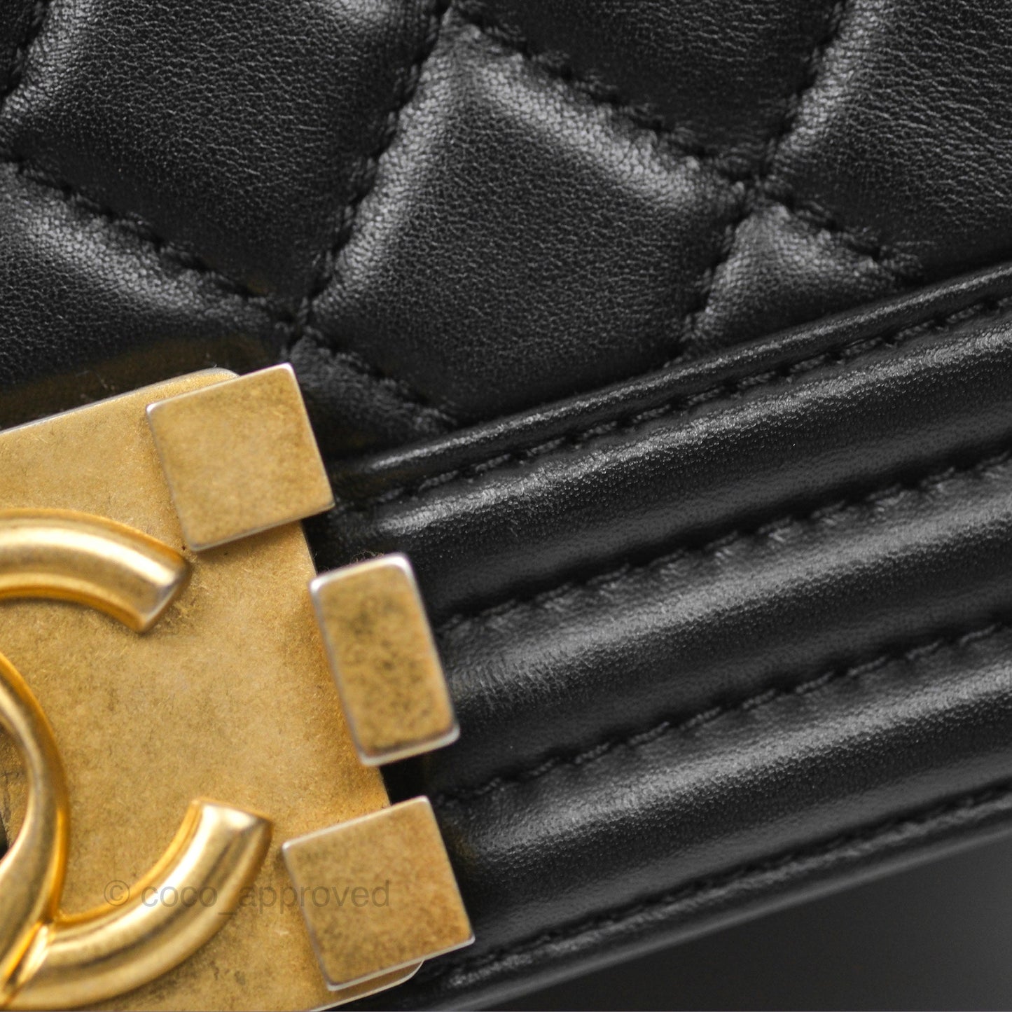 Chanel Small Boy Black Calfskin Aged Gold Hardware
