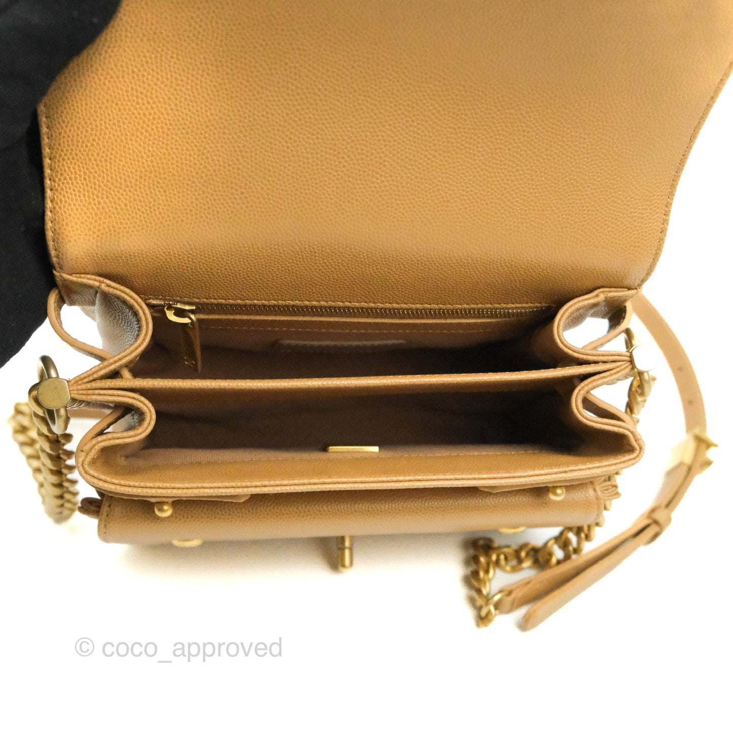 Chanel Mini Messenger Bag Beige Caviar Gold Hardware 21K