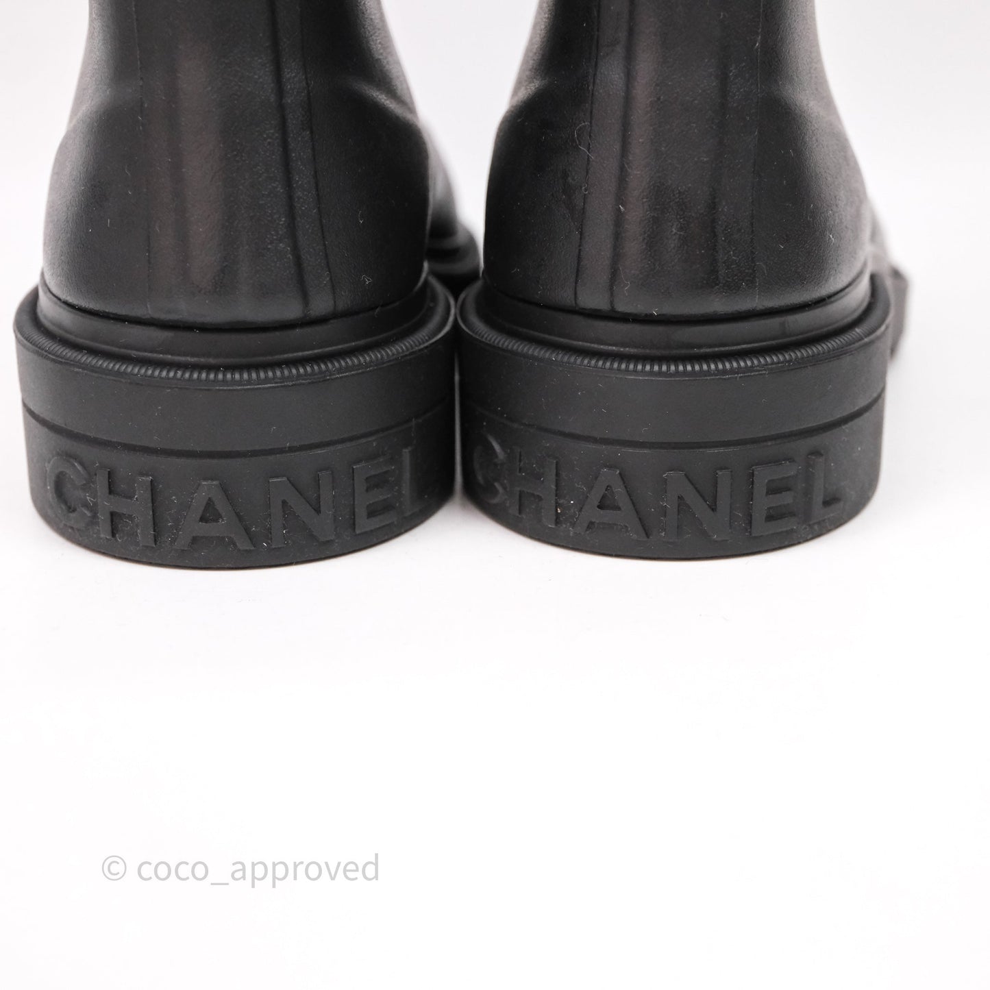 Chanel CC Black Rubber Rain Boots Size 39
