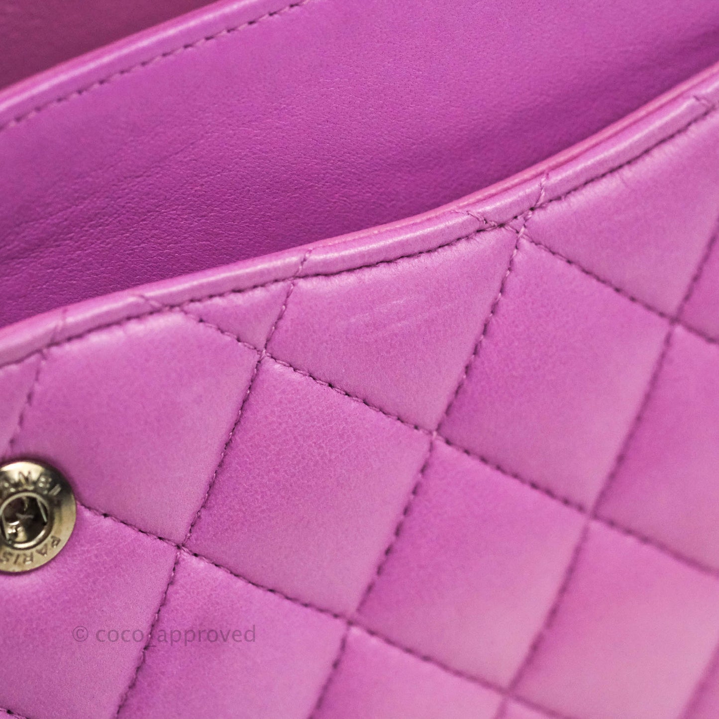 Chanel Classic M/L Medium Double Flap Purple Lambskin Silver Hardware