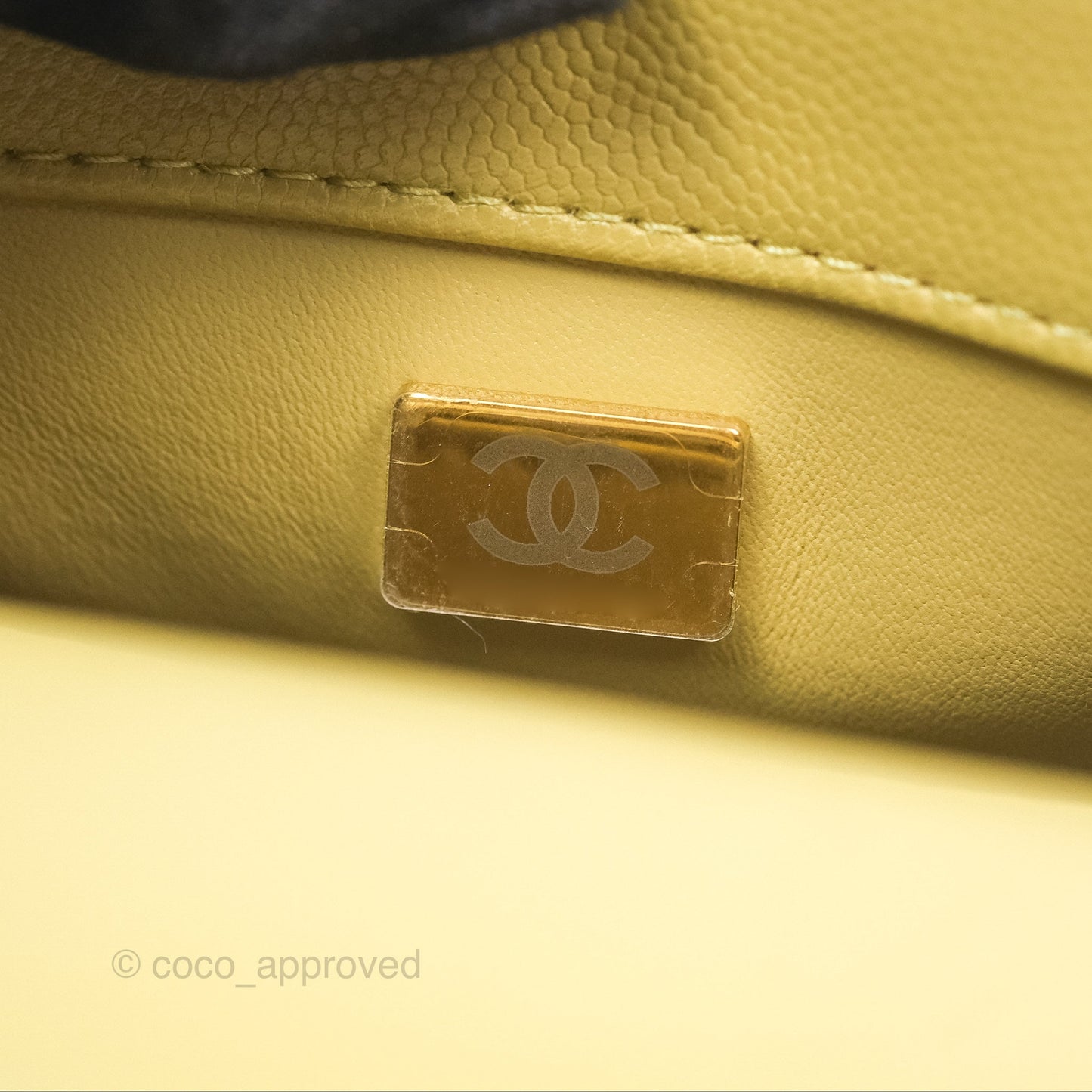 Chanel Quilted Mini Coco Handle Caviar Olive Green Gold Hardware