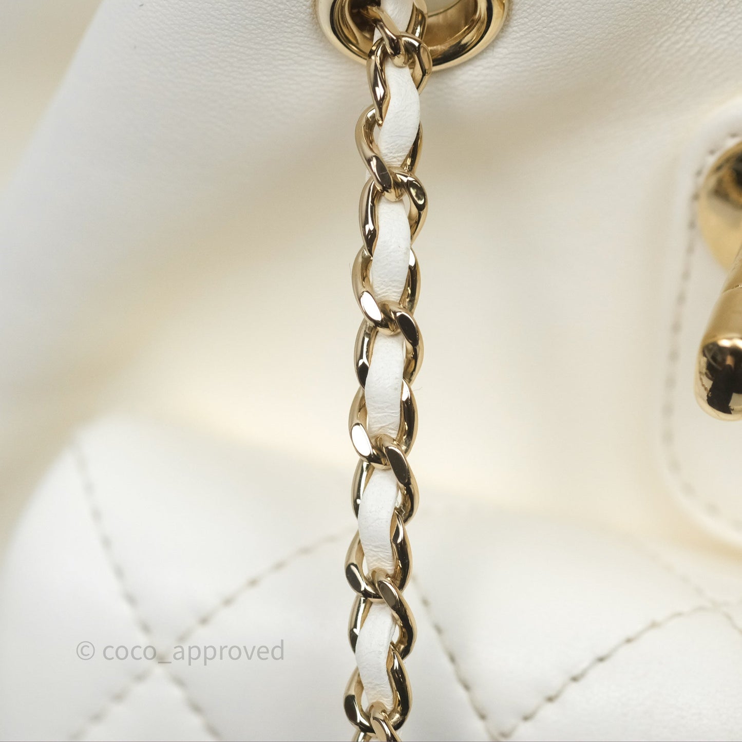 Chanel Quilted Small Duma Drawstring Backpack White Calfskin Gold Hardware
