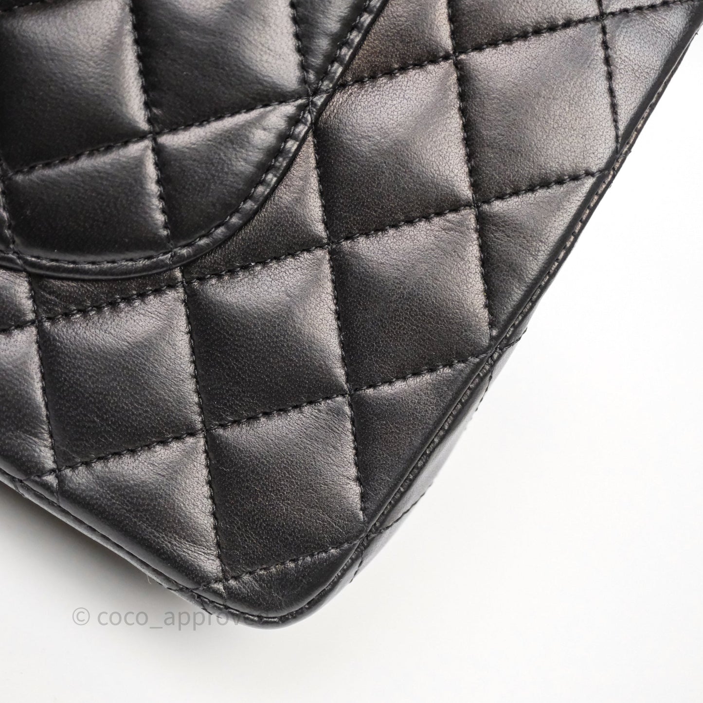 Chanel Classic M/L Medium Flap Quilted Black Lambskin Gold Hardware