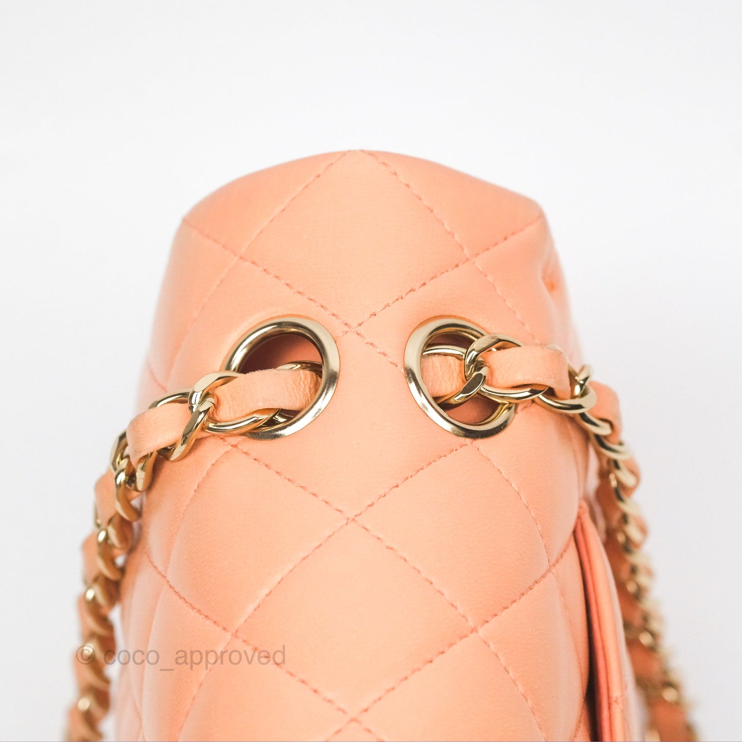 Chanel Classic M/L Medium Flap Quilted Peach Lambskin Gold Hardware