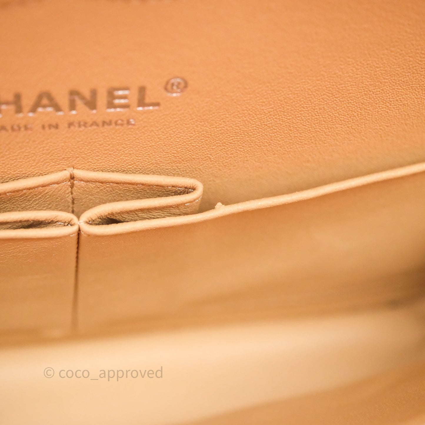 Chanel Classic M/L Medium Flap Quilted Beige Caviar Silver Hardware