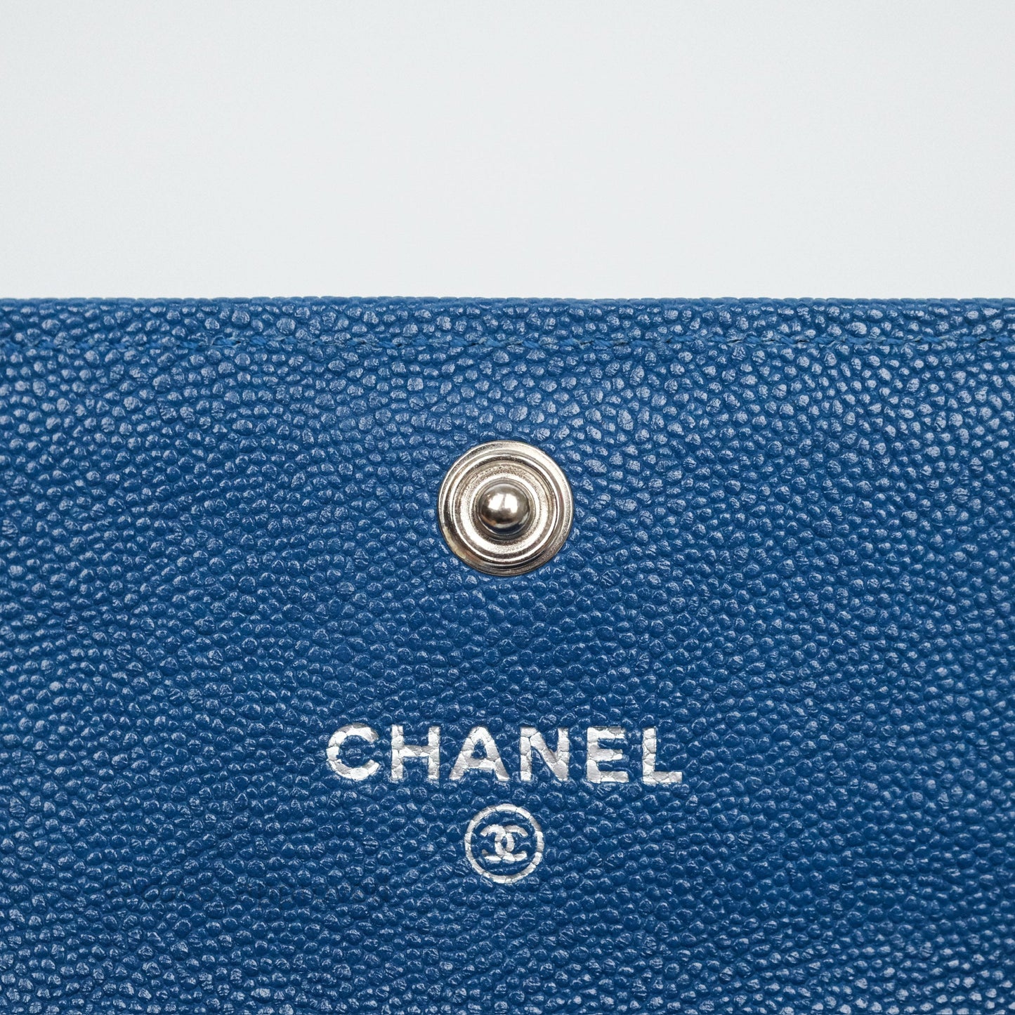 Chanel Quilted Boy Flap Card Holder Blue Caviar Silver Hardware