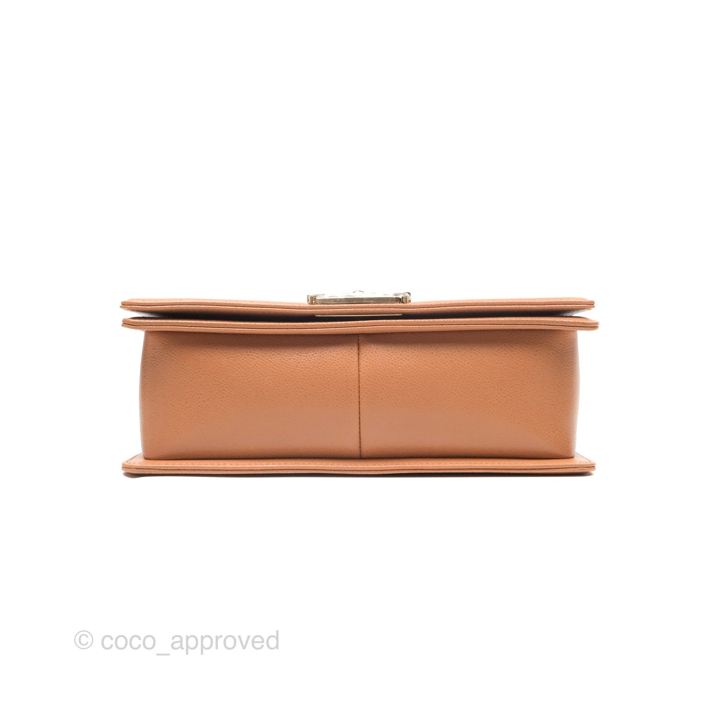 Chanel Quilted Medium Boy Dark Caramel Beige Caviar Gold Hardware