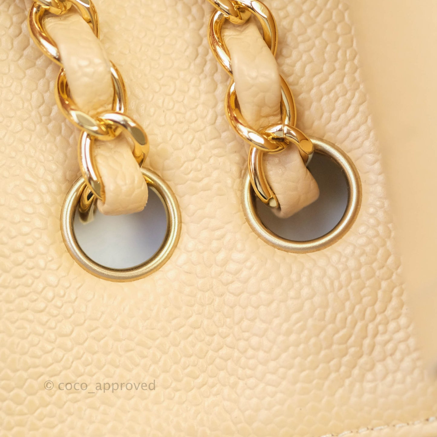 Chanel Classic M/L Medium Double Flap Beige Caviar Gold Hardware