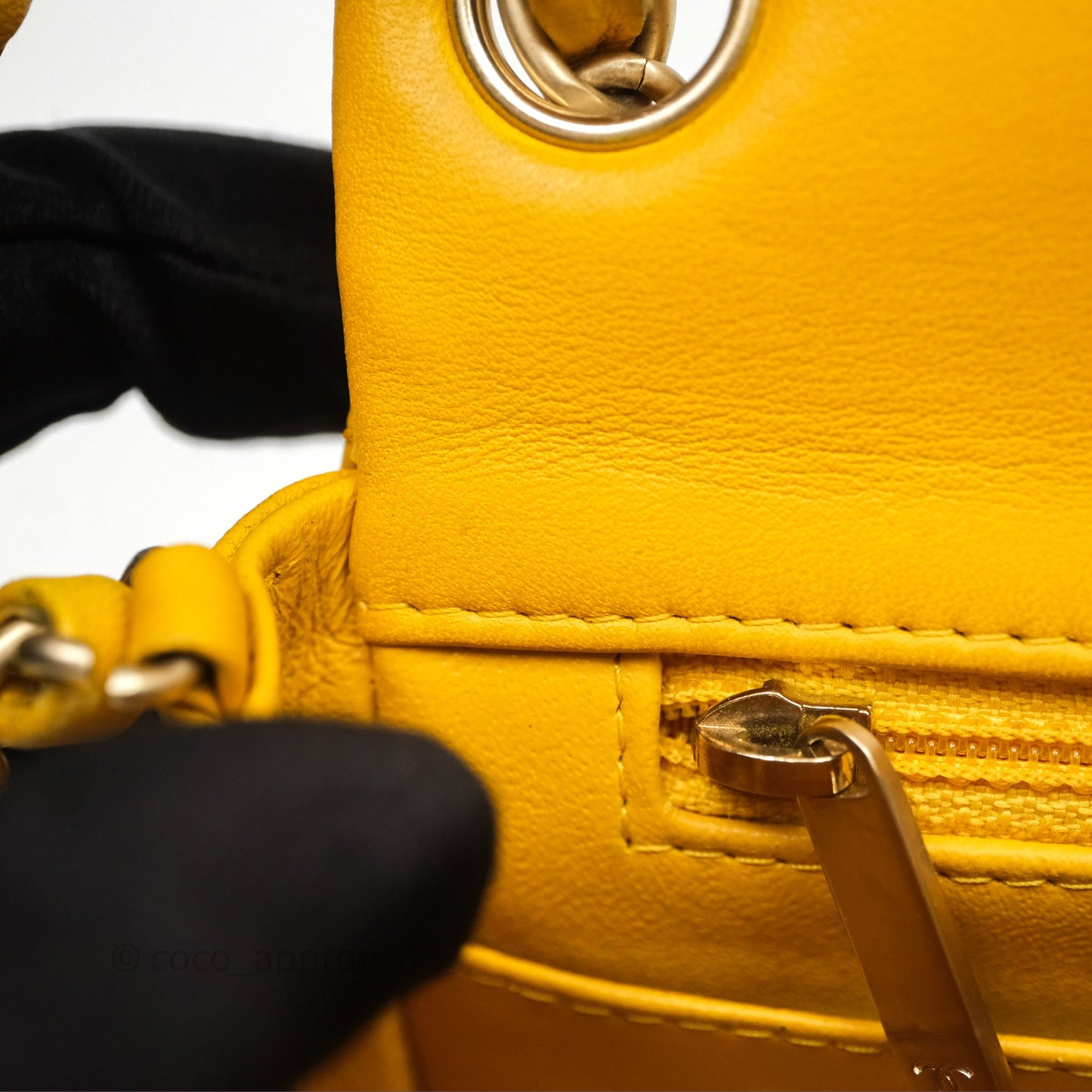 Chanel Mini Square Flap Quilted Yellow Lambskin Gold Hardware