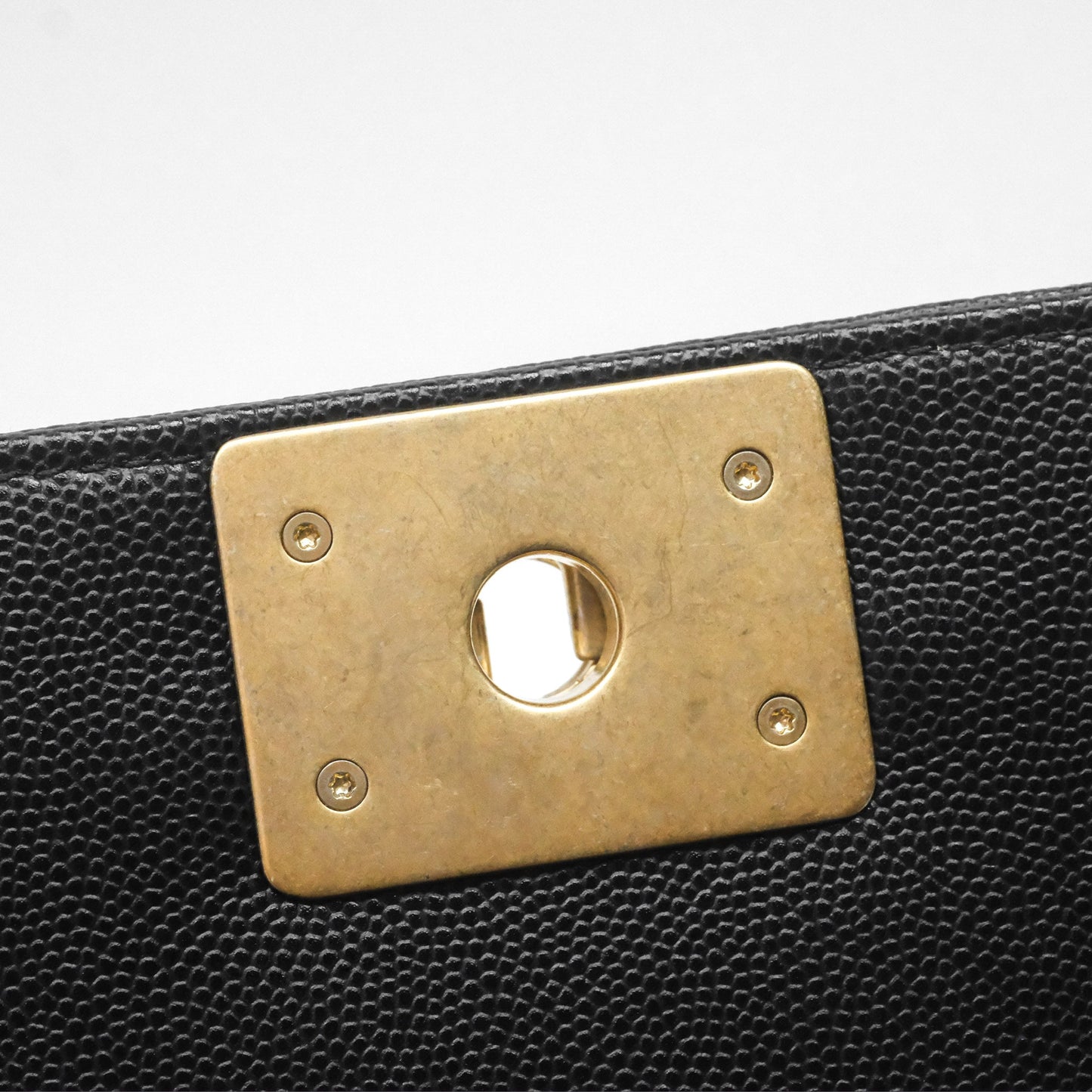 Chanel Quilted Medium Boy Black Caviar Aged Gold Hardware