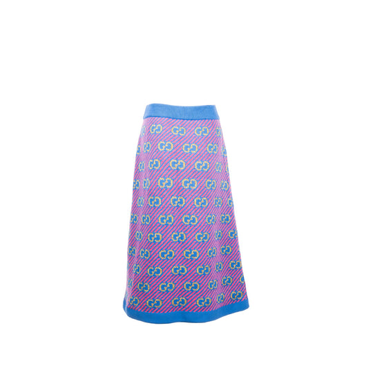 Gucci Size S GG Stripe Jacquard Skirt Wool Multicolour