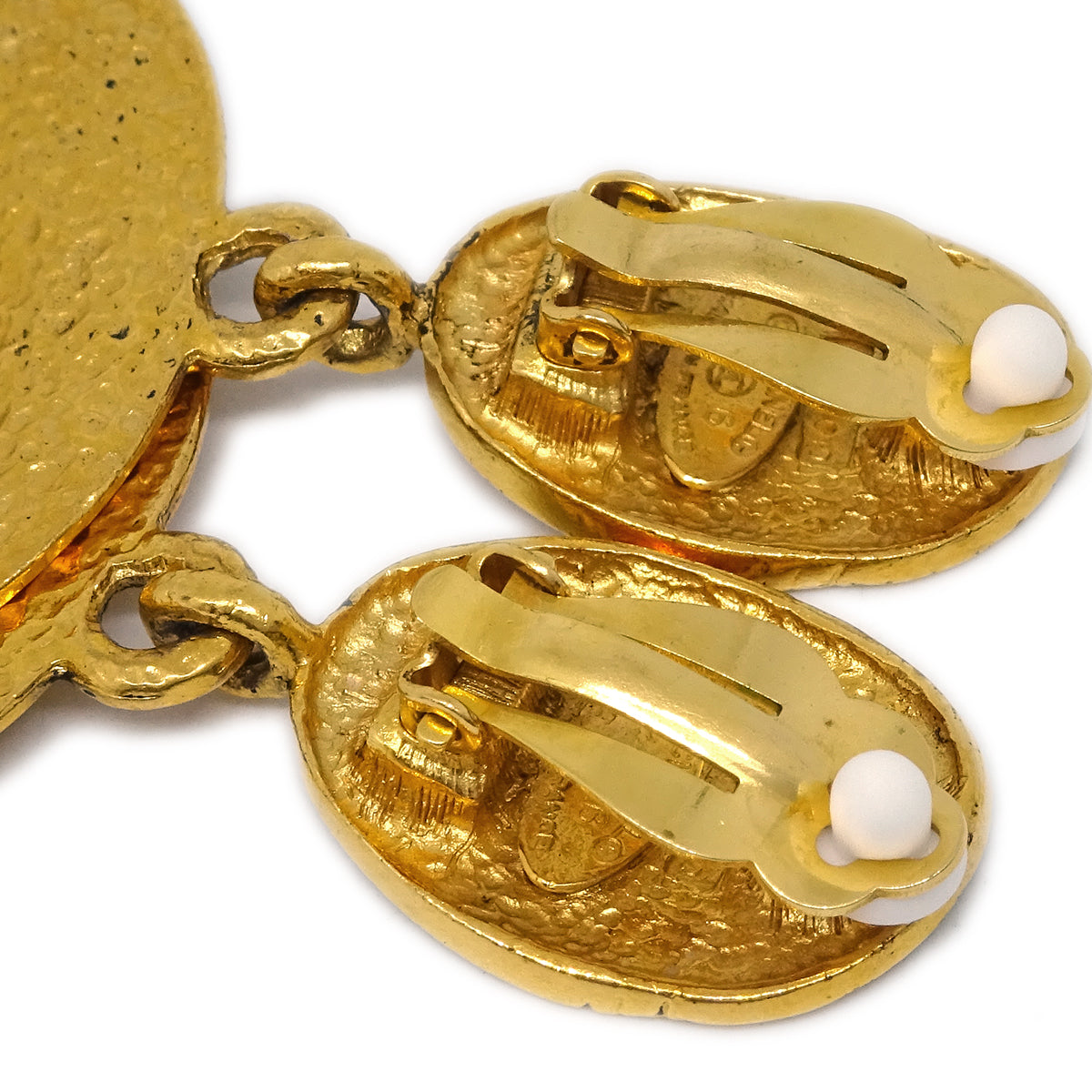 Chanel Hoop Dangle Earrings Clip-On Gold 2800/26