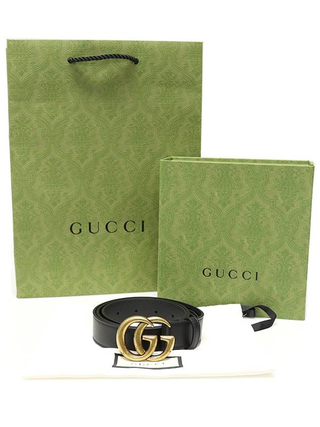 Luxury Gucci Trending 2025 Black leather gold plated double G buckle GG Marmont men s belt 85 414516