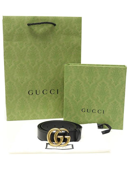 Luxury Gucci Trending 2025 Black leather gold plated double G buckle GG Marmont men s belt 85 414516