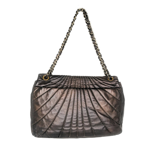 Luxury Chanel bag Paris-Shanghai Quilted Fan Flap Bag Metallic Lambskin