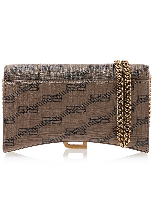 Luxury Balenciaga Hourglass BB Monogram Chain Long Wallet Brown