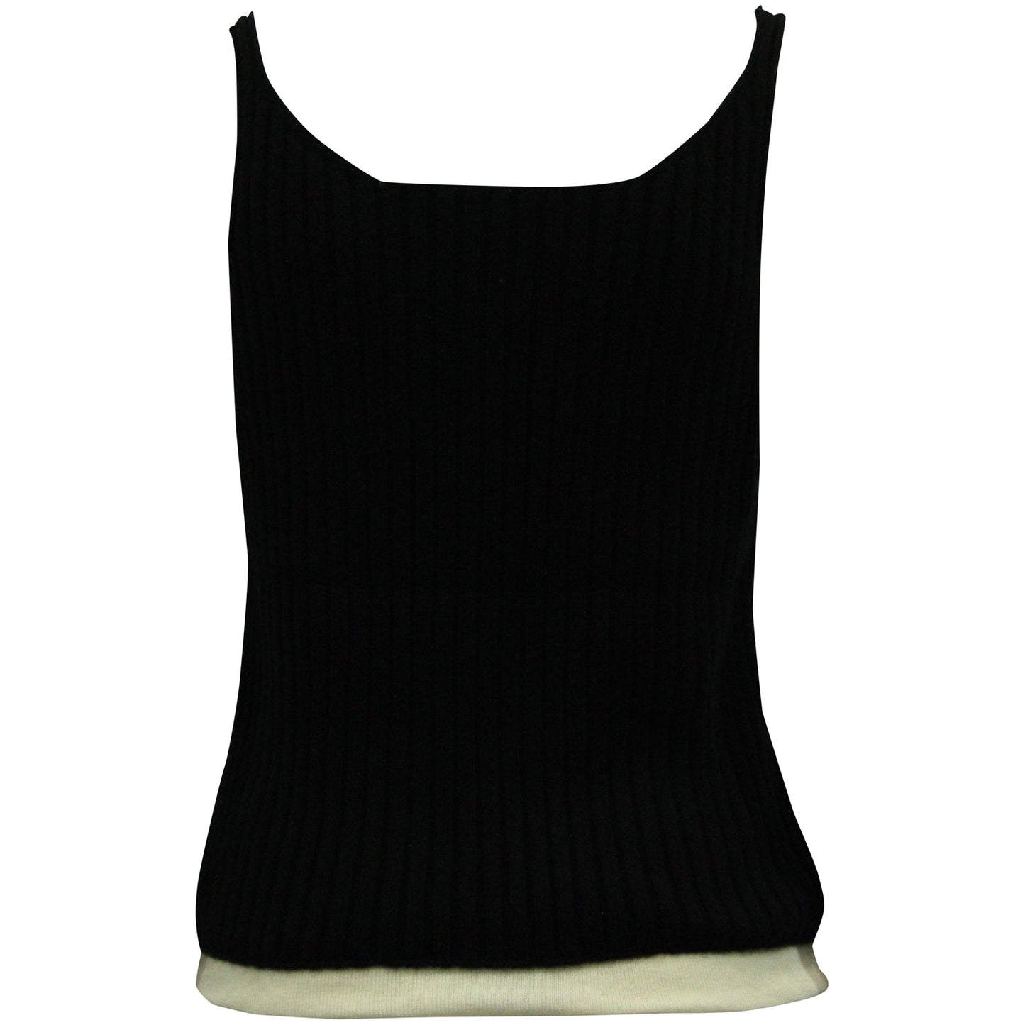 Luxury Bottega Veneta Ribbed Tank Vest in Black Cashmere