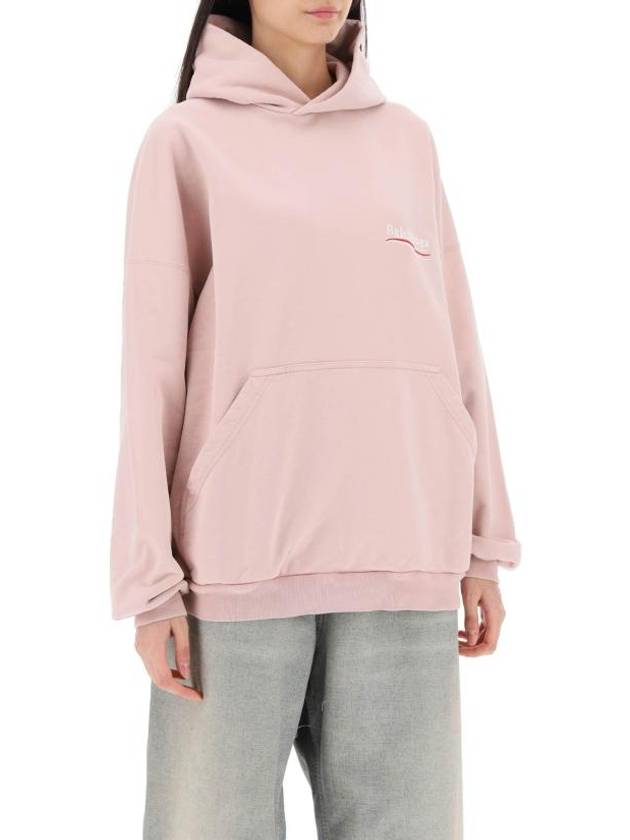 Luxury Balenciaga Embroidered Logo Cotton Hoodie Light Pink