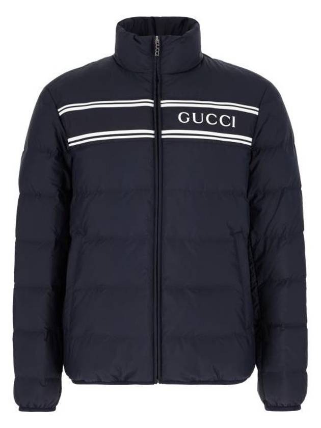 Luxury Gucci Trending 2025 Logo Zip-Up Padding Navy