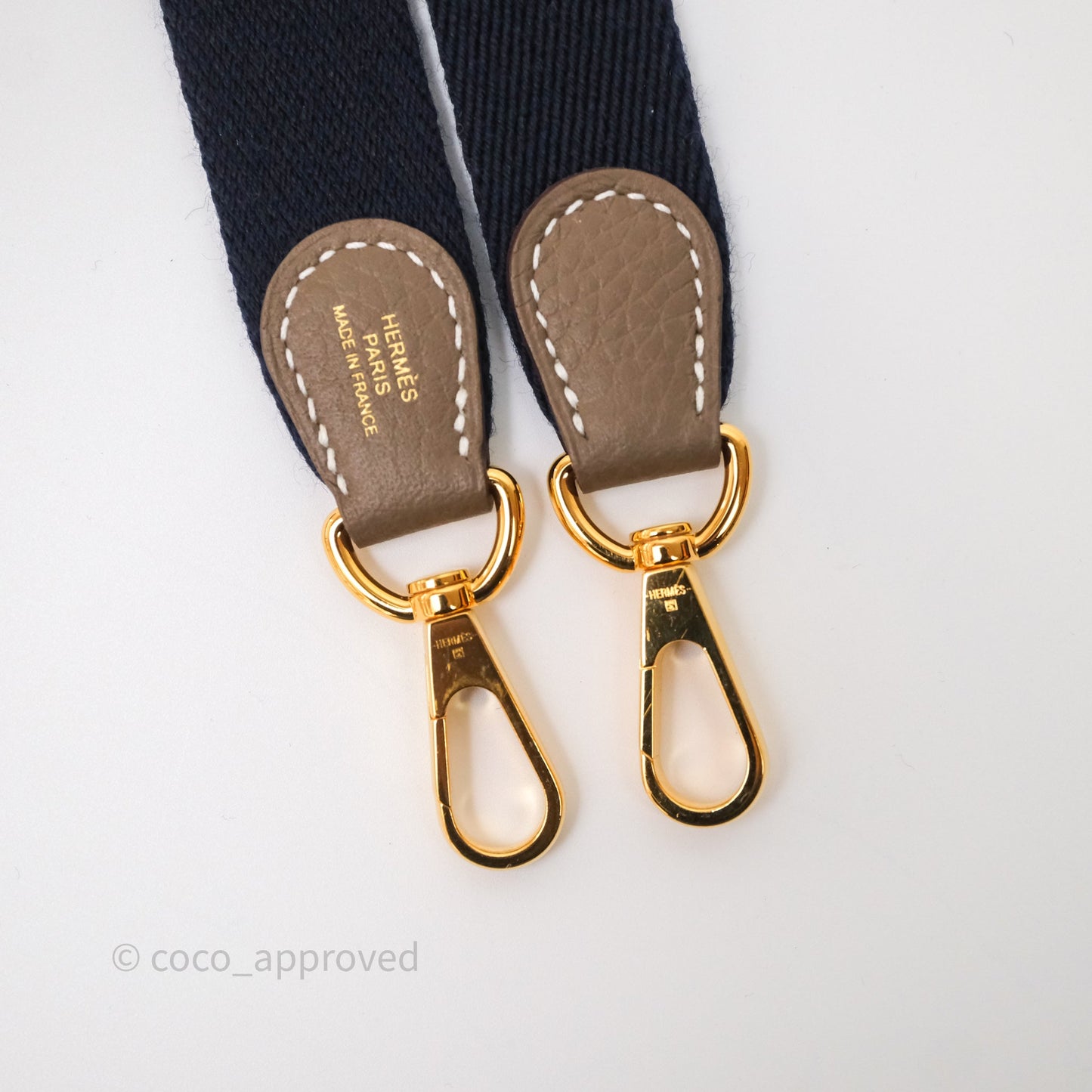 Hermès Mini Evelyne 16 Etoupe 18 Clemence Gold Hardware Bleu Indigo Strap