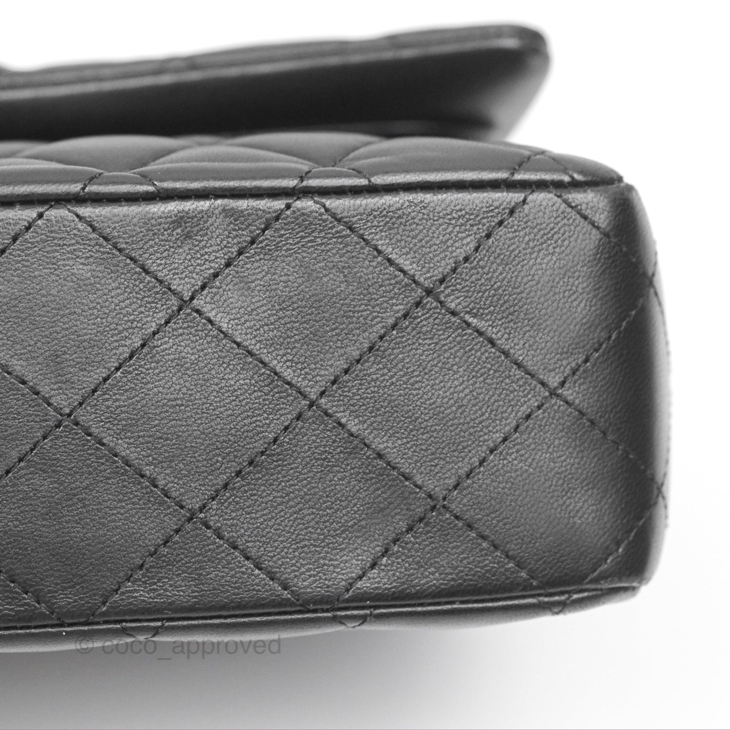 Chanel Classic M/L Medium Flap Quilted Black Lambskin Silver Hardware