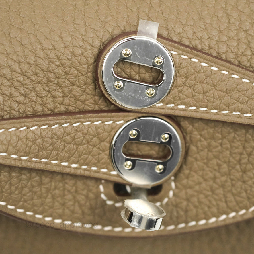 Hermès Mini Lindy 20 Etoupe Clemence Silver Hardware