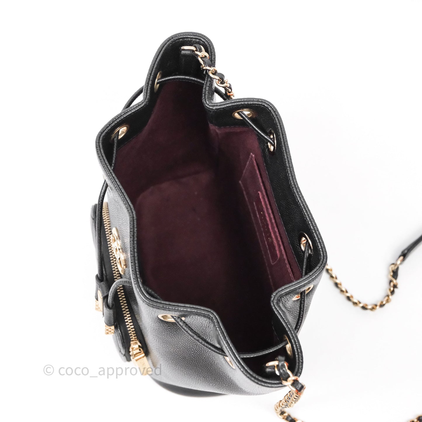 Chanel Business Affinity Drawstring Bucket Bag Black Caviar Gold Hardware