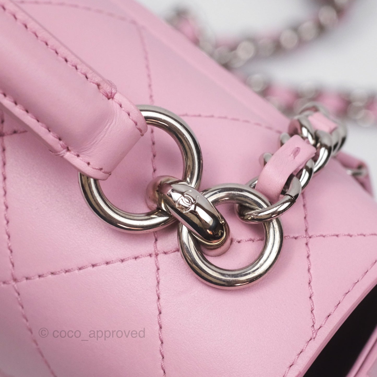 Chanel Stitched Ring My Bag Flap Crossbody Pink Calfskin Silver Hardware