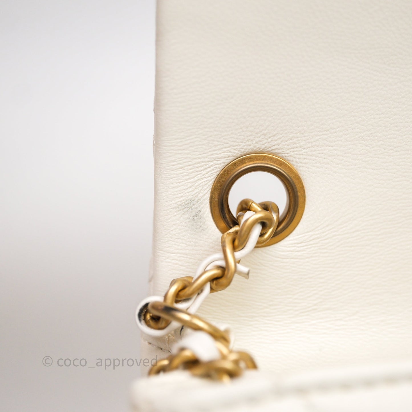 Chanel Mini Rectangular Pearl Crush White Lambskin Aged Gold Hardware