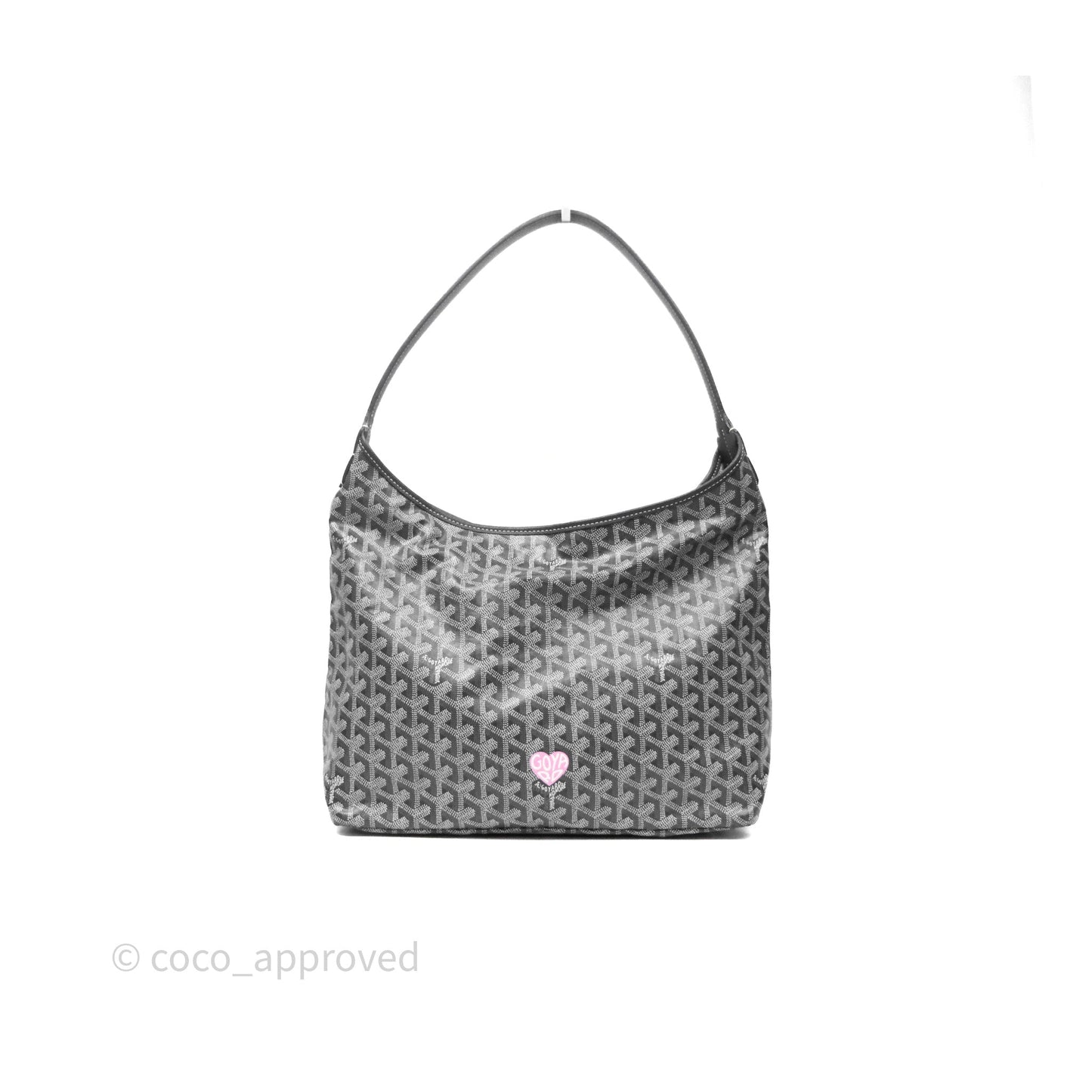 Goyard Bohème Hobo Bag Grey Goyardine Canvas Pink Heart