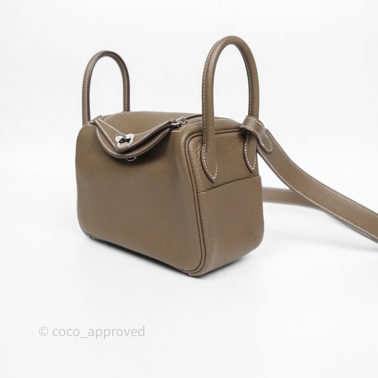 Hermès Mini Lindy 20 Etoupe 18 Clemence Palladium Hardware