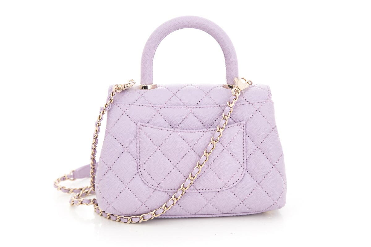 Luxury Chanel 2023/24  Purple Caviar Quilted Coco Handle Mini Flap