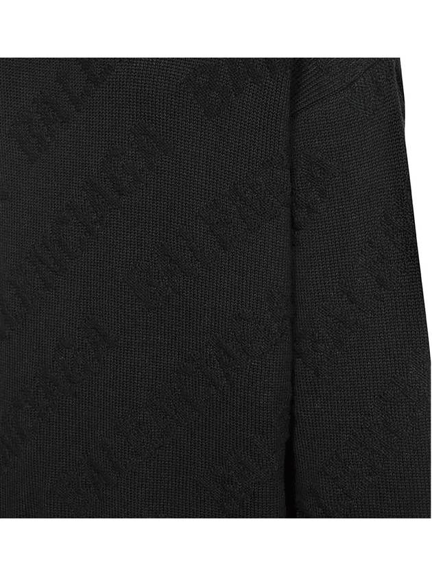 Luxury Balenciaga Logo Jacquard Cotton Knit Top Black