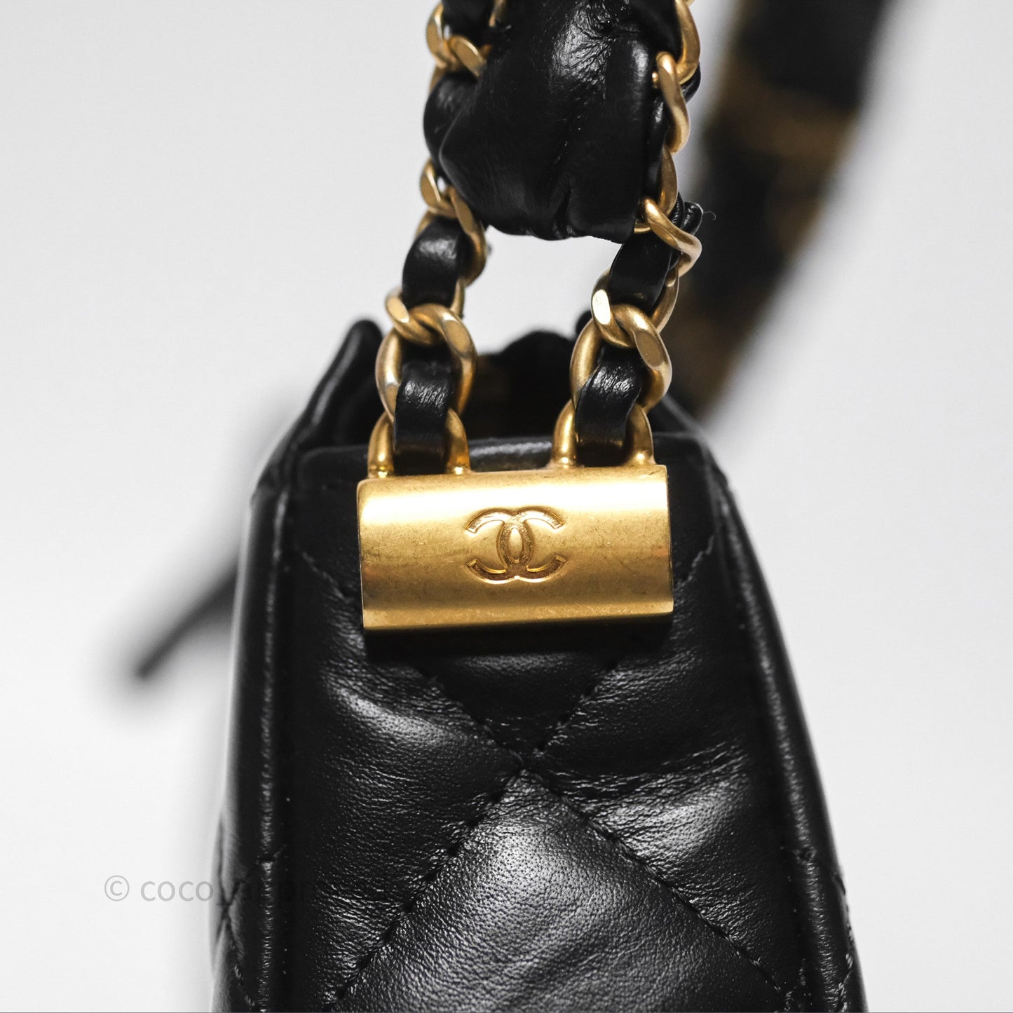 Chanel Hobo Bag Black Aged Calfskin Aged Gold Hardware