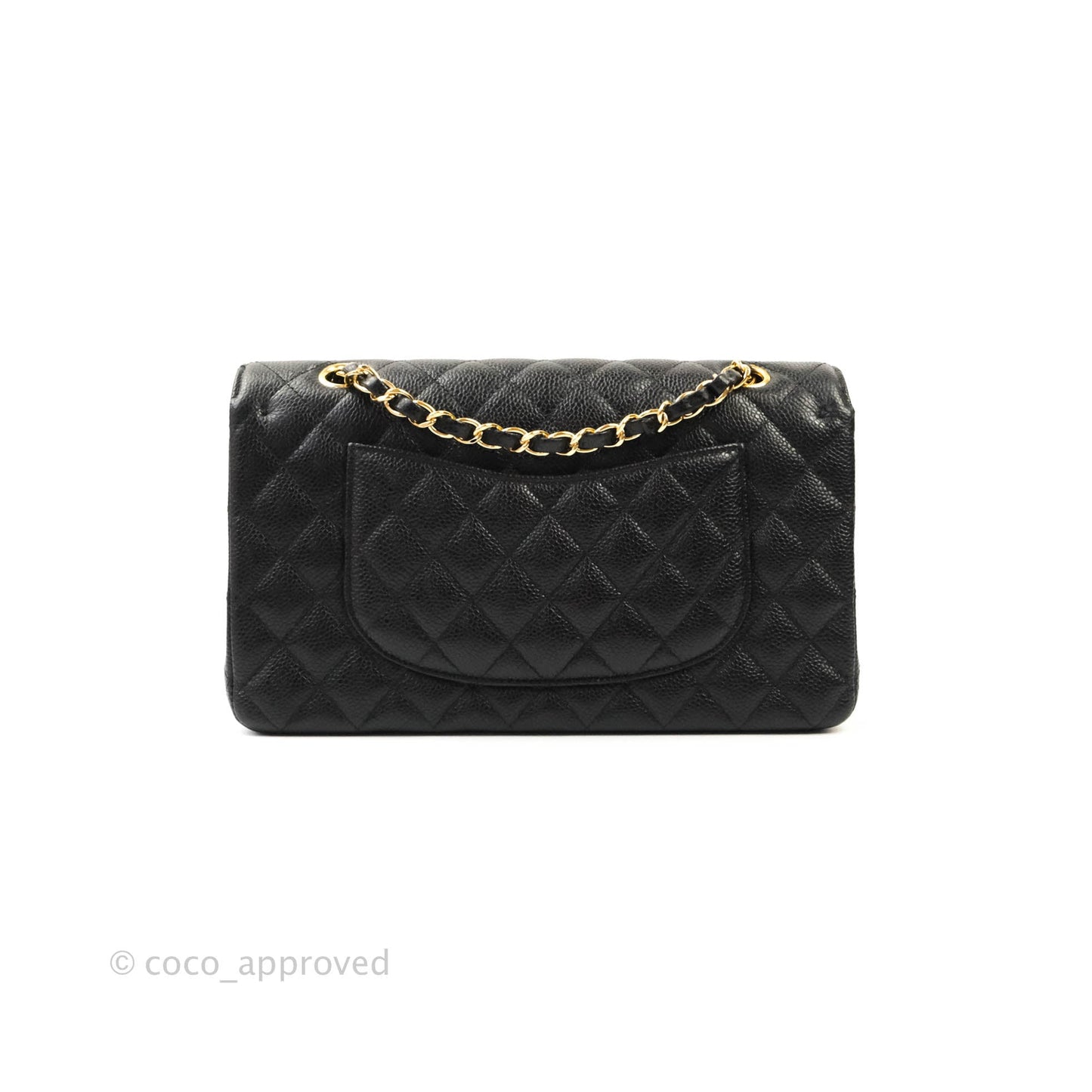 Chanel Quilted M/L Medium Double Flap Black Caviar Gold Hardware