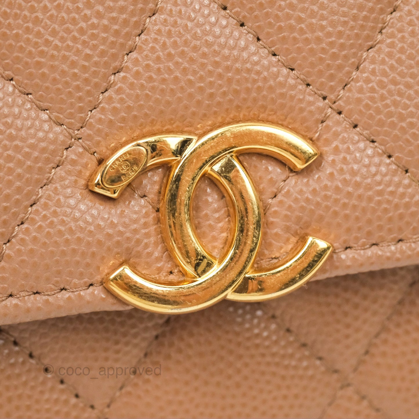 Chanel CC Chain Clutch with Chain Beige Caviar Gold Hardware